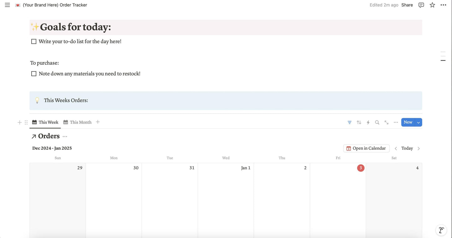 Notion Order Receipts & Fulfillment Tracker Digital Template