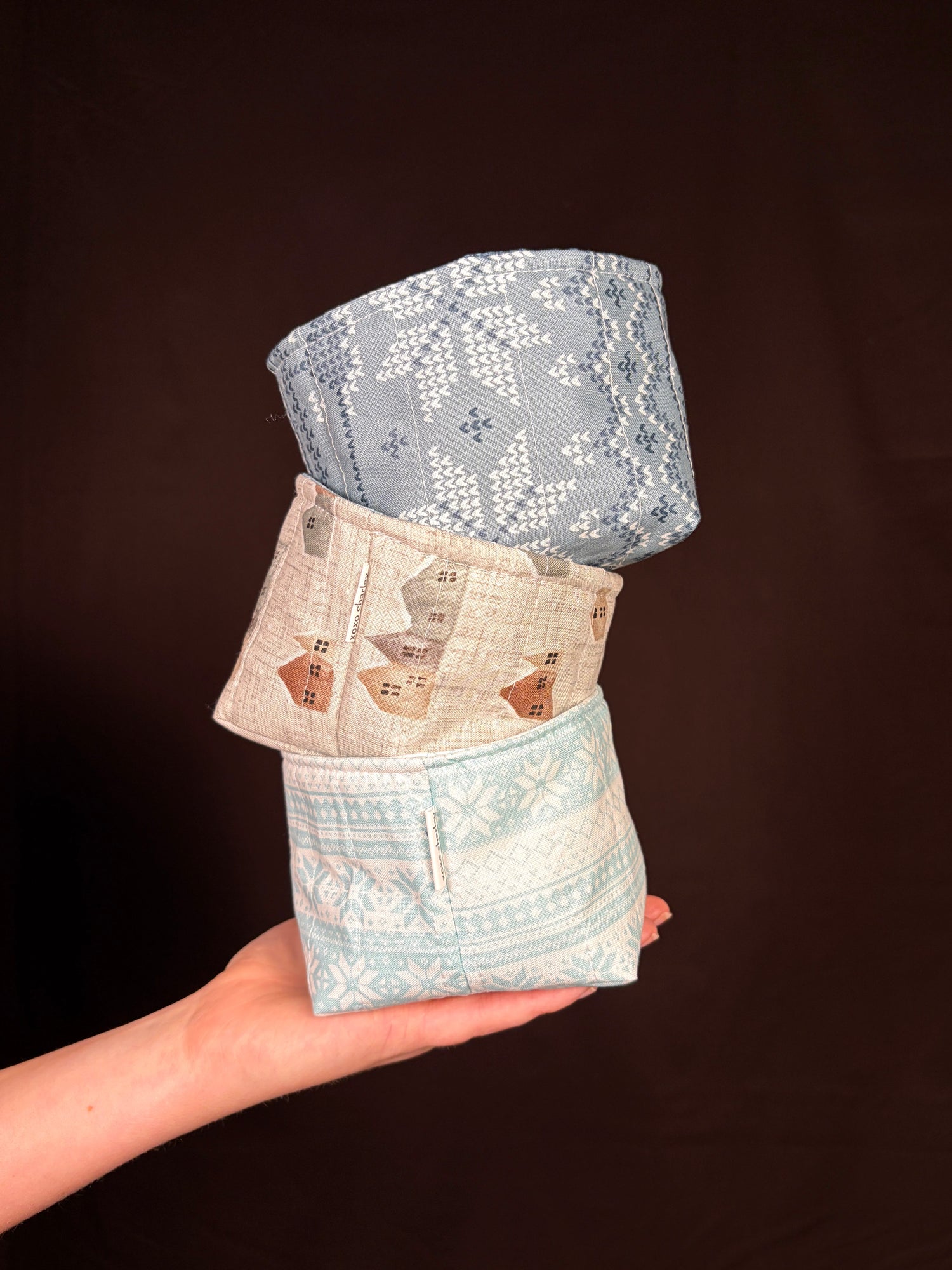 Frosted Cottage Fabric Bowls