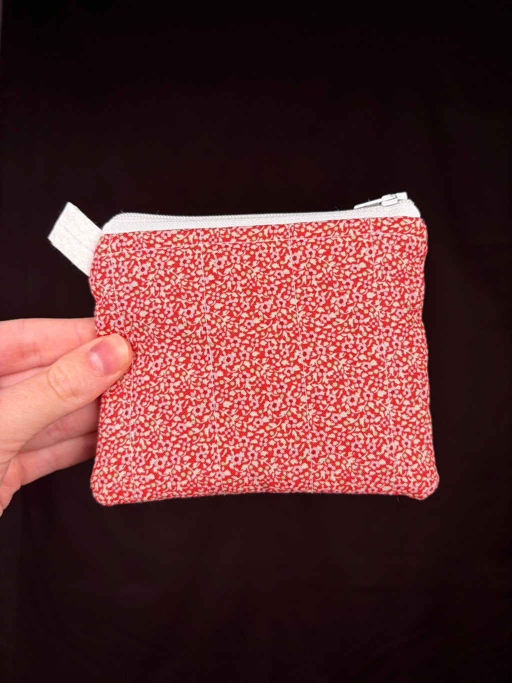 Red glitter zippered keychain wallet pouch with wristlet loop