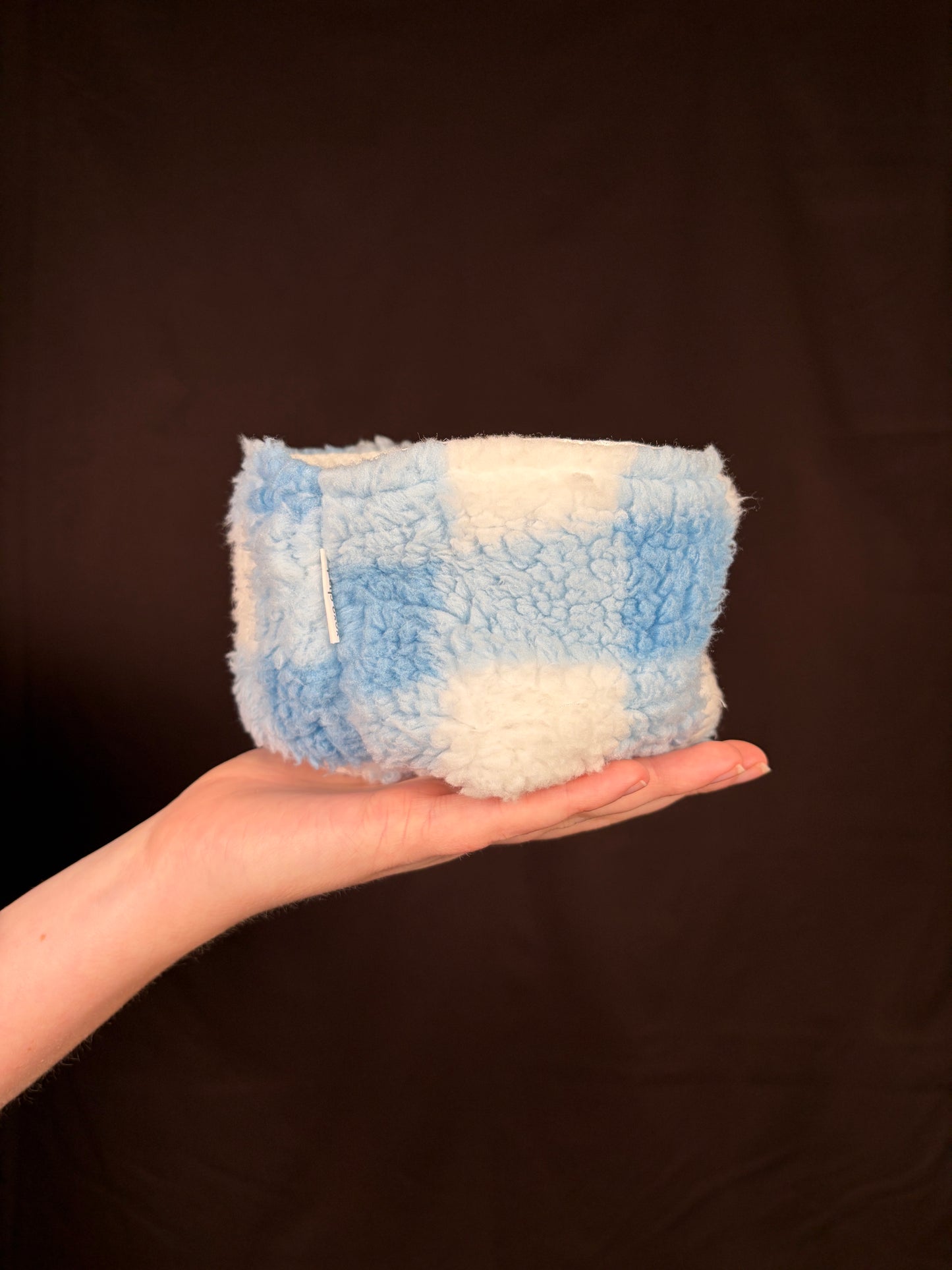 Blue Gingham Fuzzy Small Fabric Bowl *limited-edition*