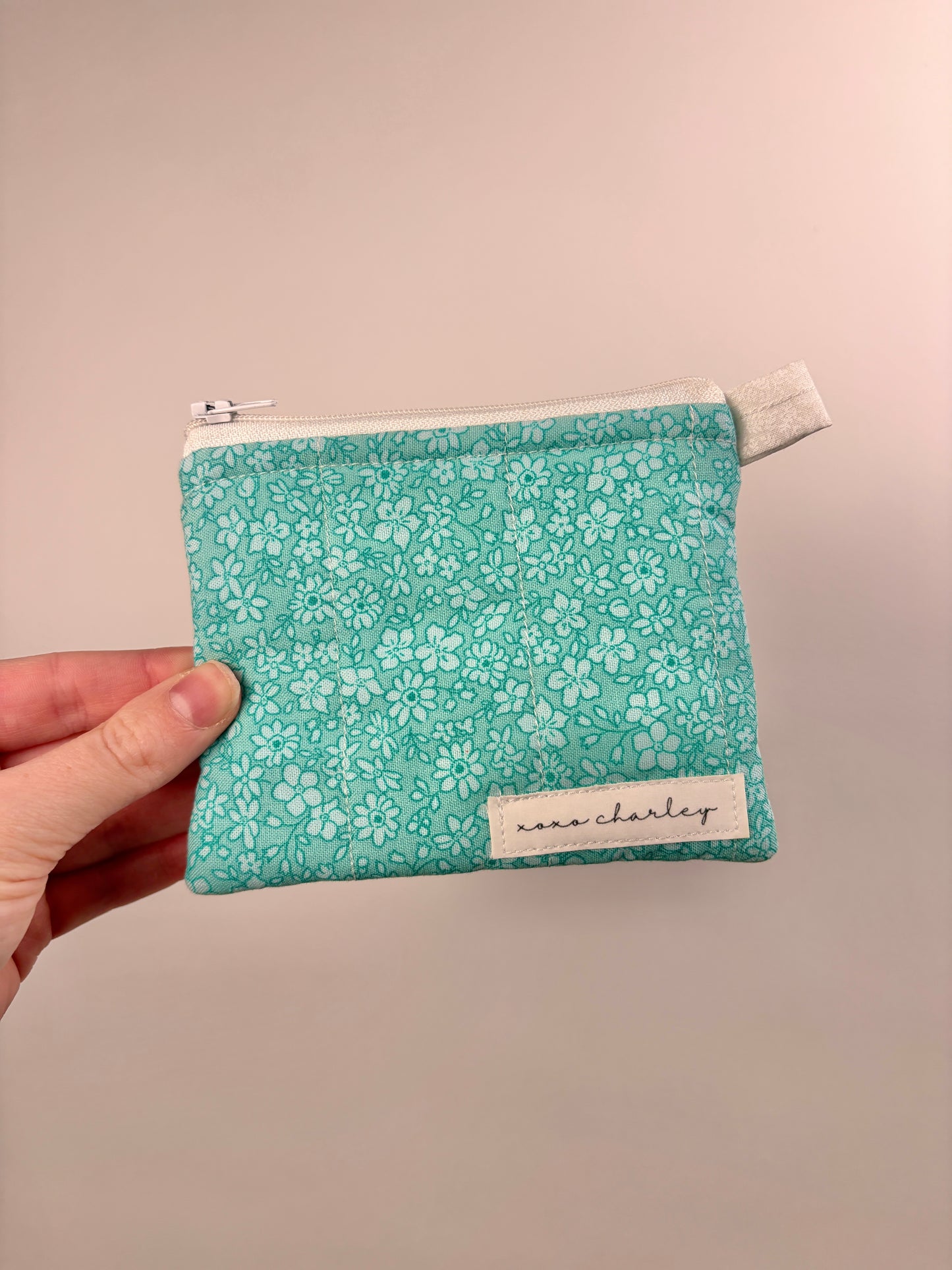 Sea Foam Floral Keychain Wallet