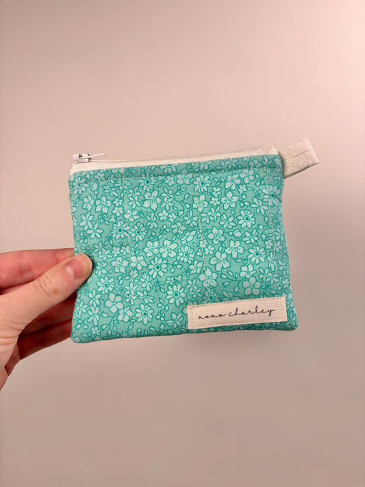 Sea Foam Floral Keychain Wallet