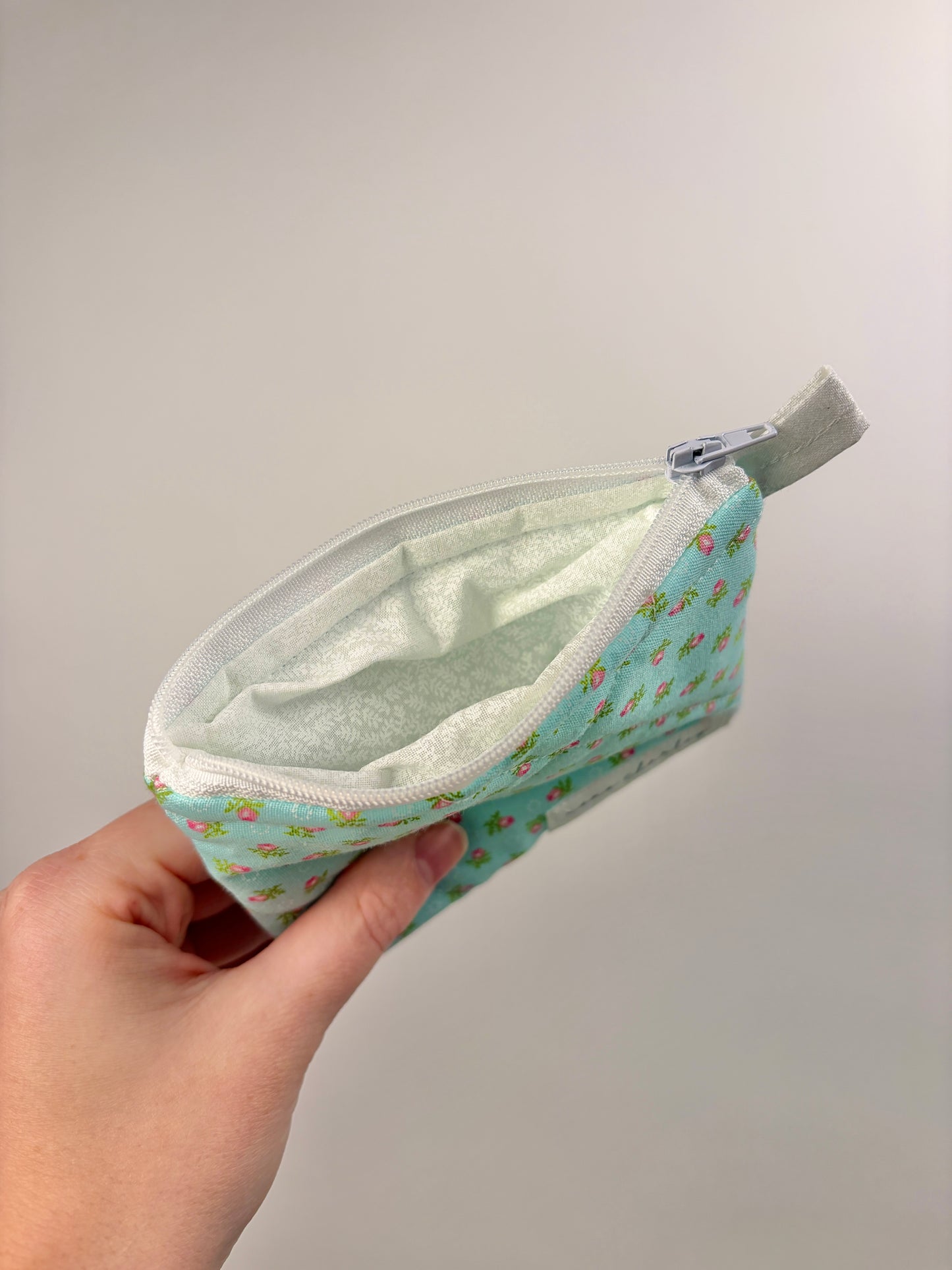 Mini Teal Rose Keychain Wallet