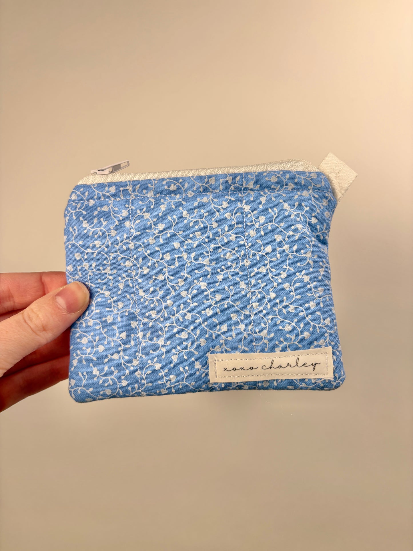 Tiny White Hearts on Blue Keychain Wallet