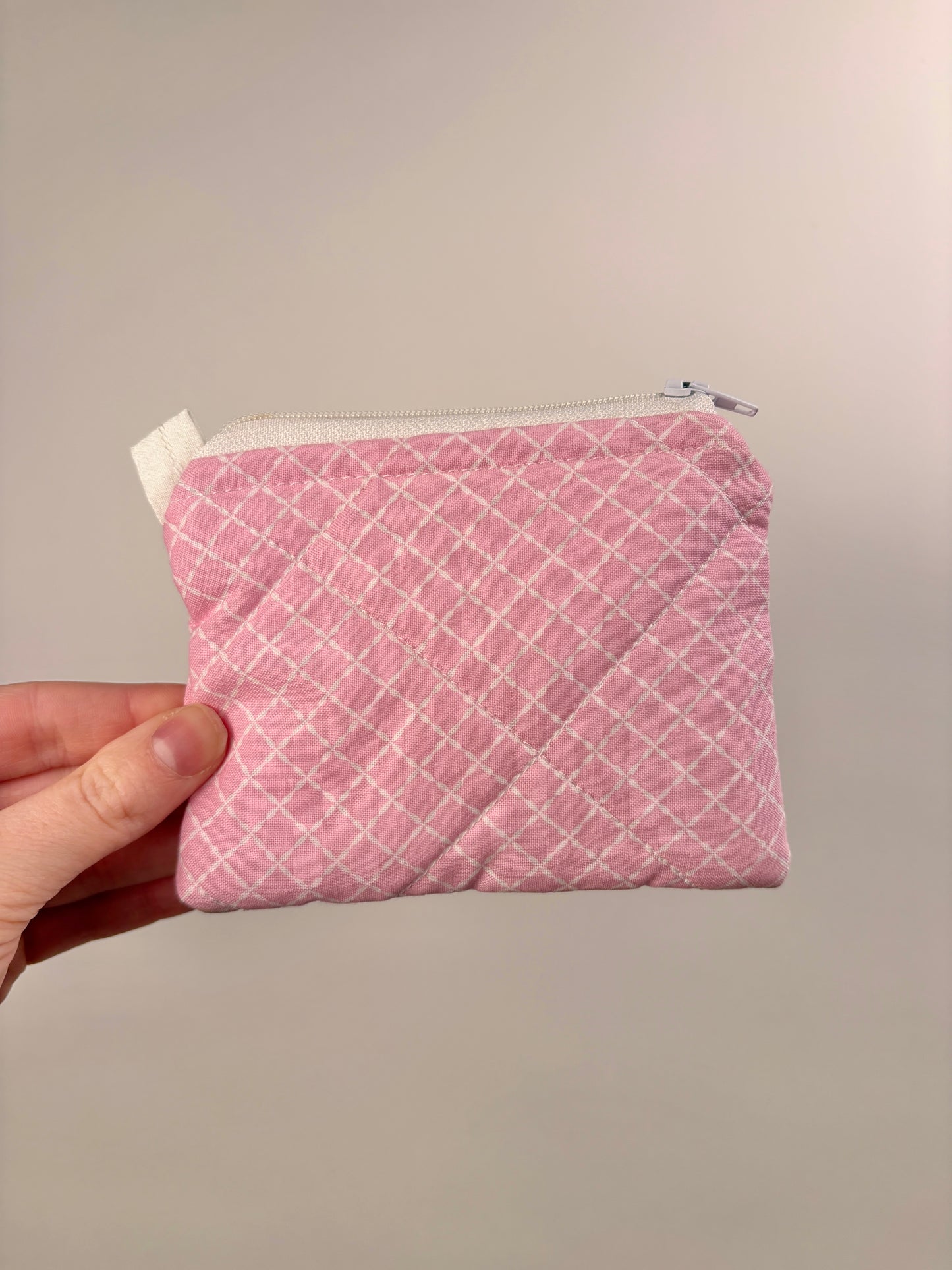 Crosshatch White on Pink Keychain Wallet