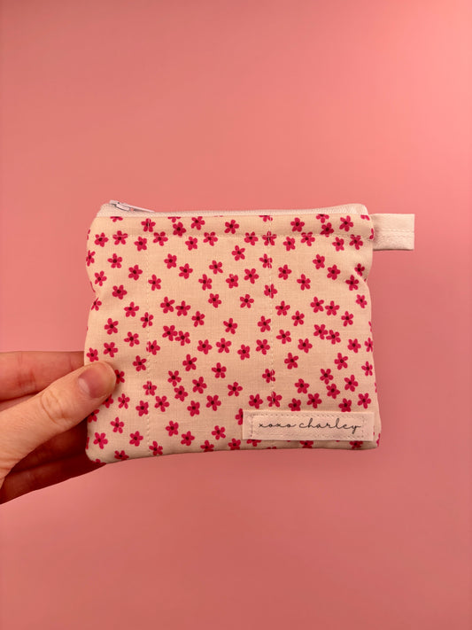 Magenta Floral Keychain Wallet