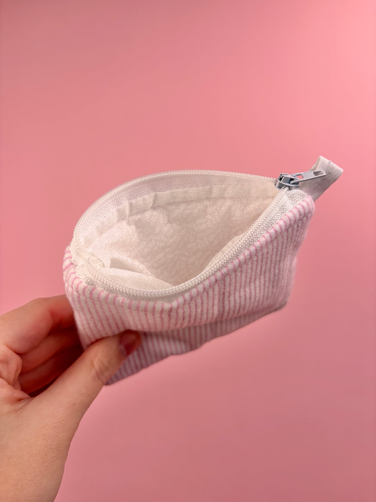 Tiny Pink & White Lines Keychain Wallet