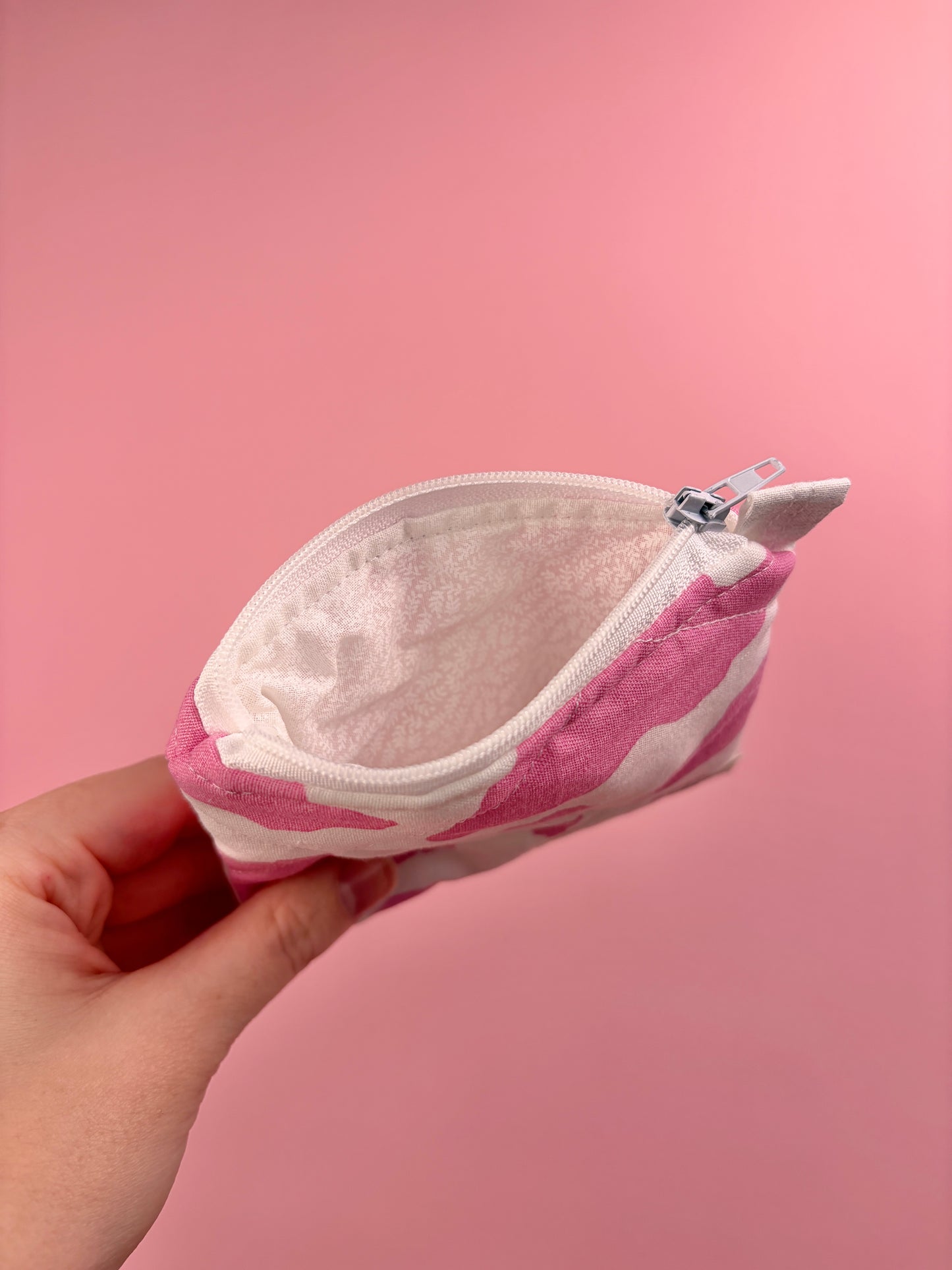 Pink Cow Print Keychain Wallet