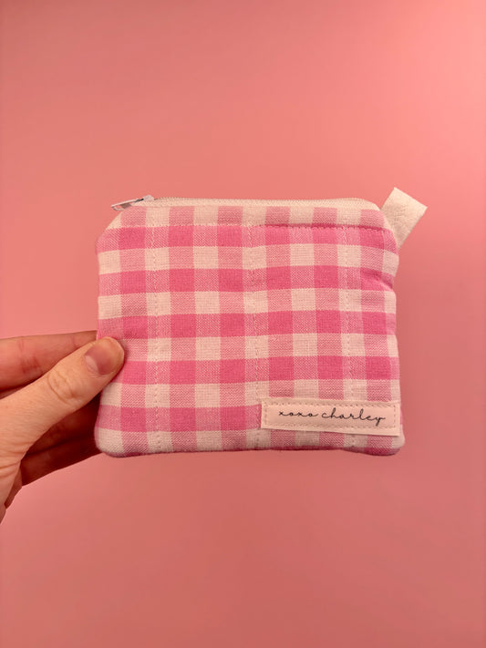 Pink Gingham Keychain Wallet