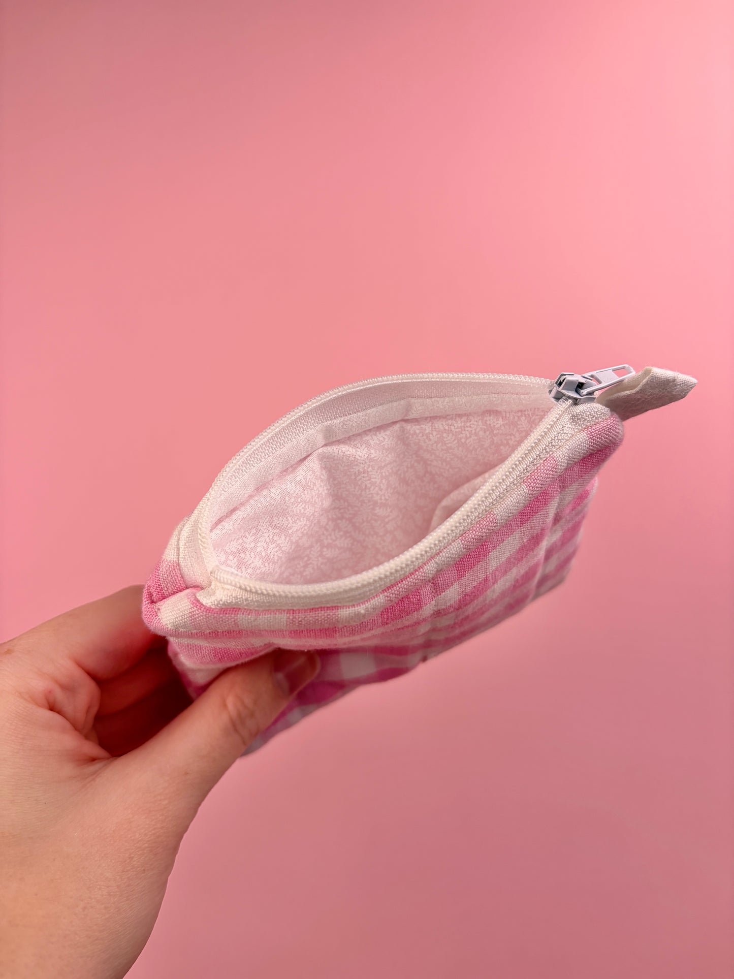 Pink Gingham Keychain Wallet