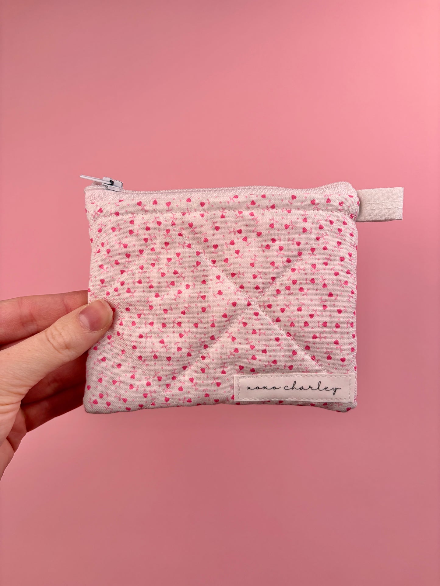 Tiny Pink Hearts Keychain Wallet