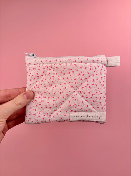 Tiny Pink Hearts Keychain Wallet