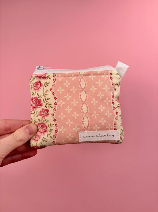 Pink & Yellow Floral Keychain Wallet