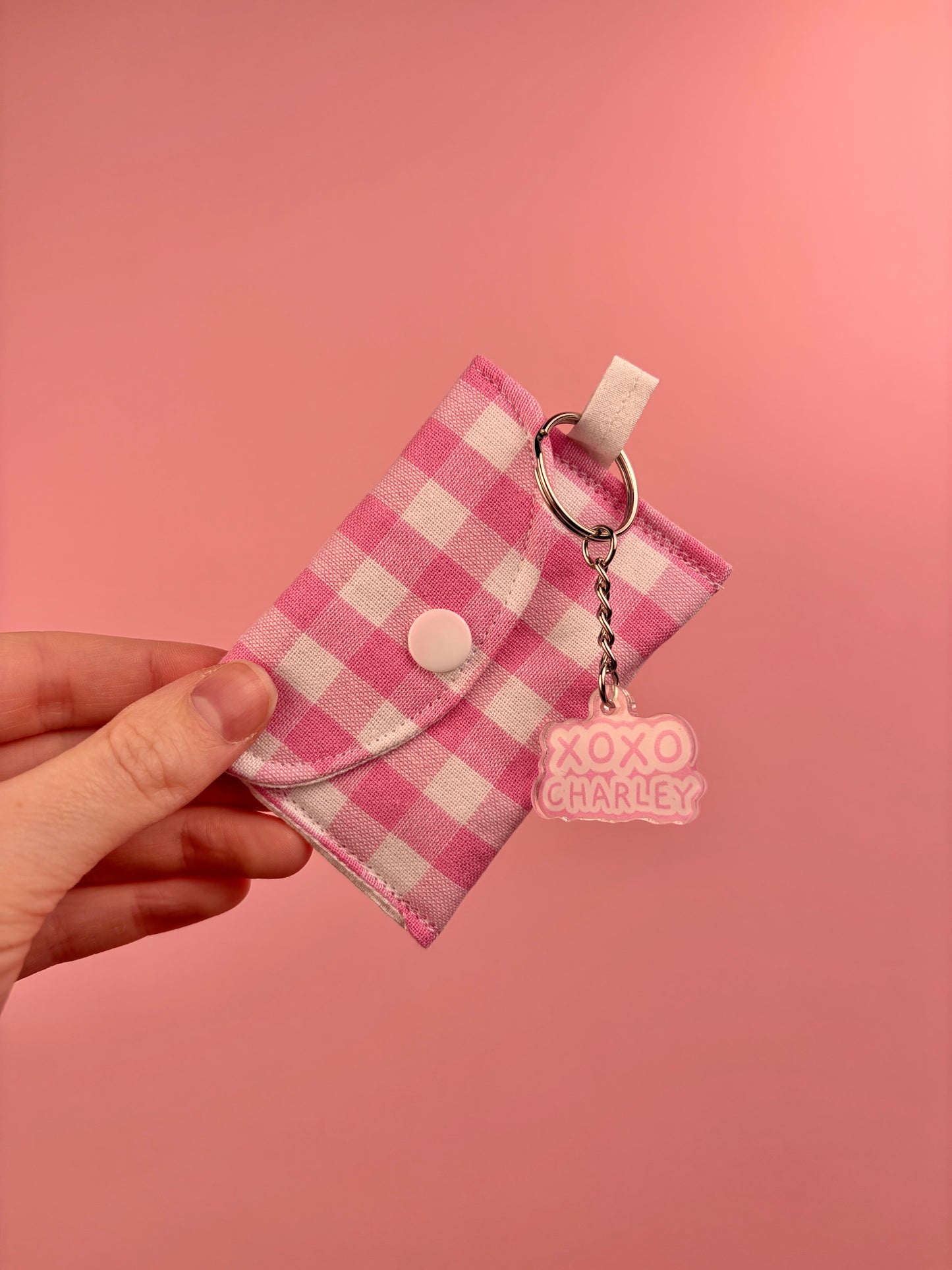 Pink Gingham Earbuds Case
