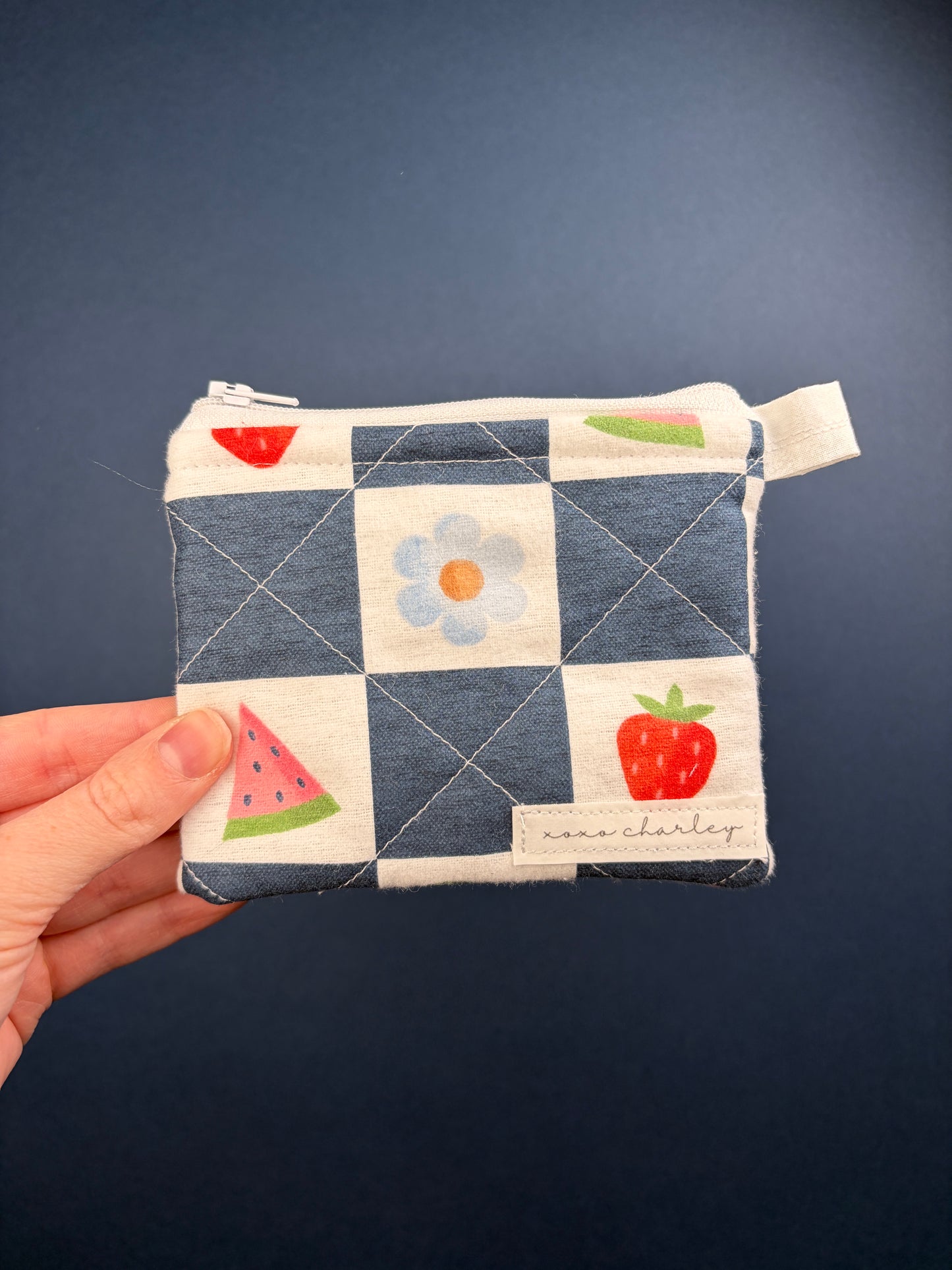 Checkered Fruit Keychain Wallet