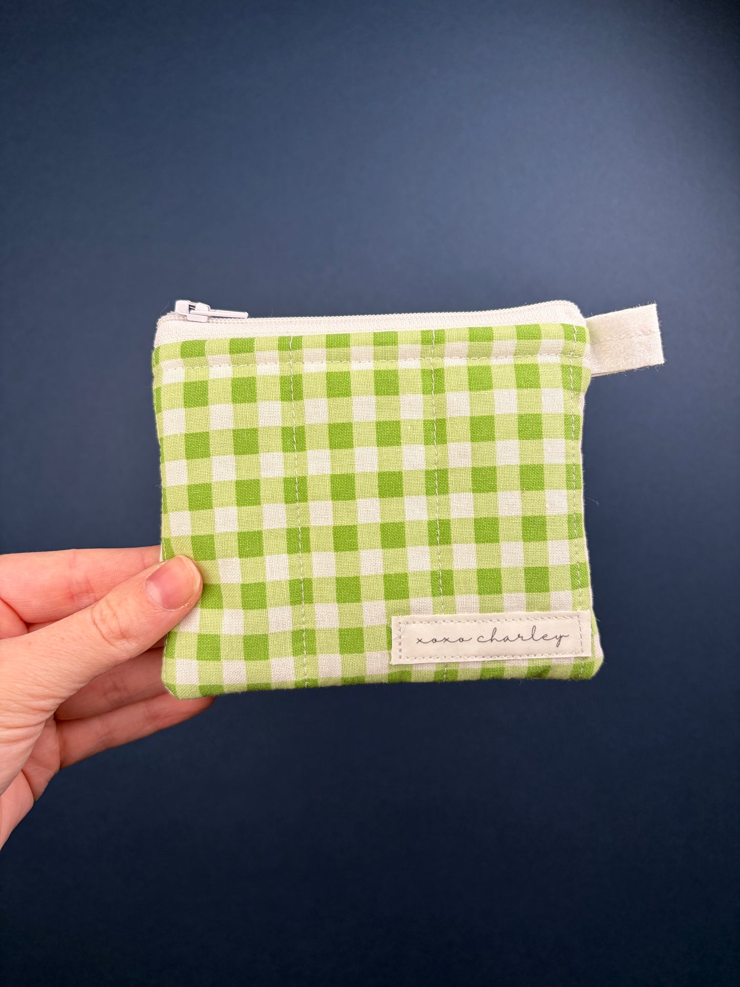 Green Gingham Keychain Wallet