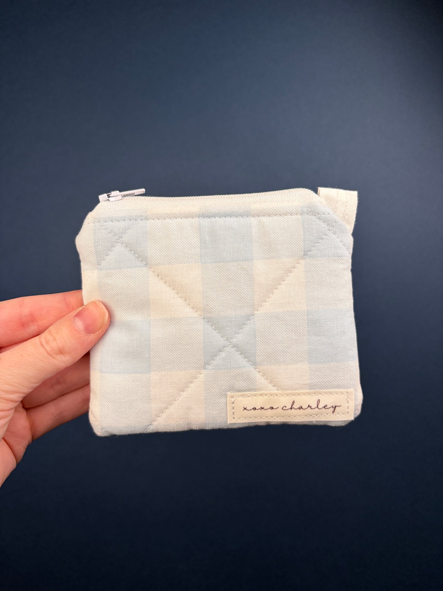 Blue Gingham Keychain Wallet