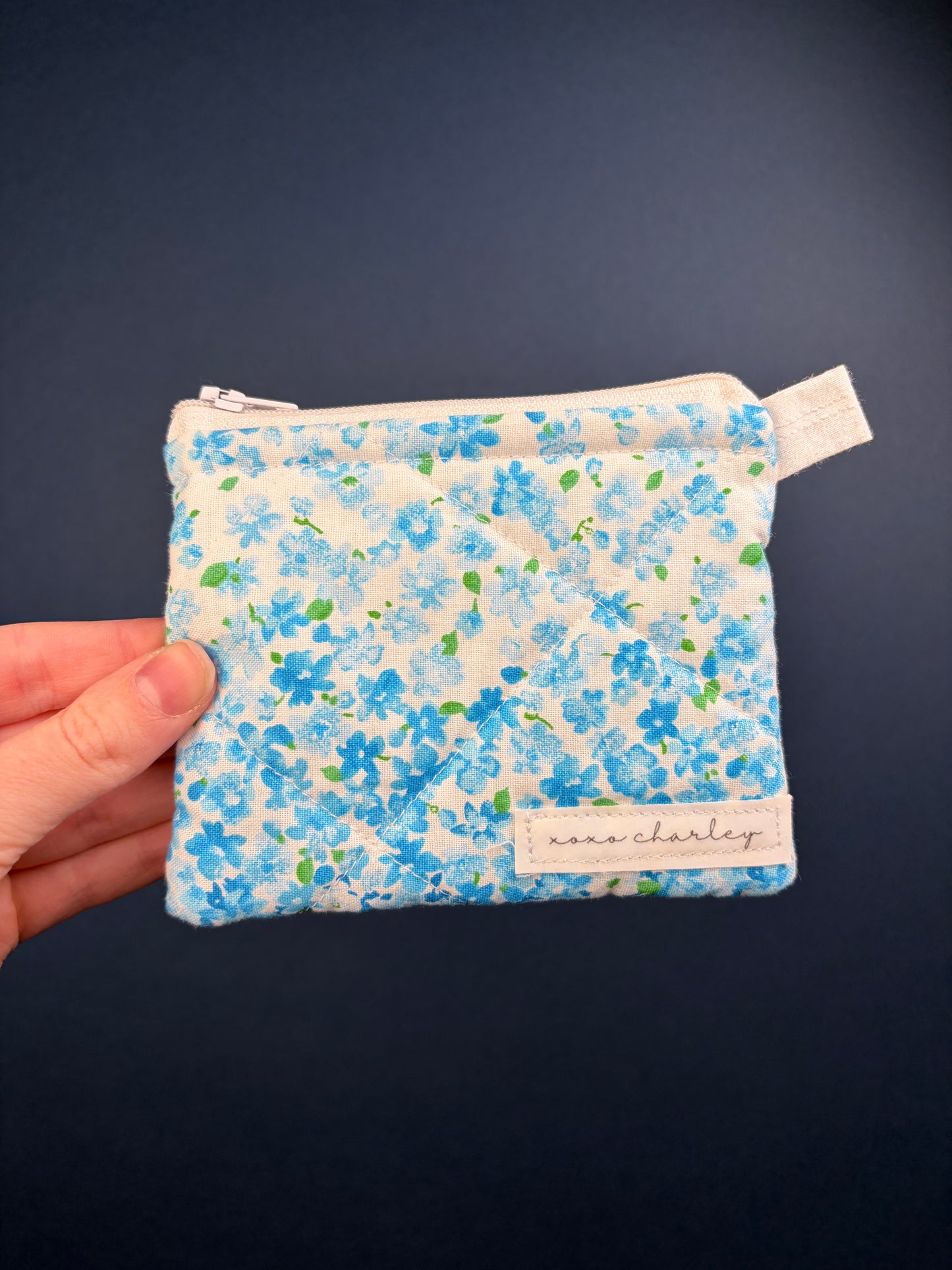 Blue Ombre Floral Keychain Wallet