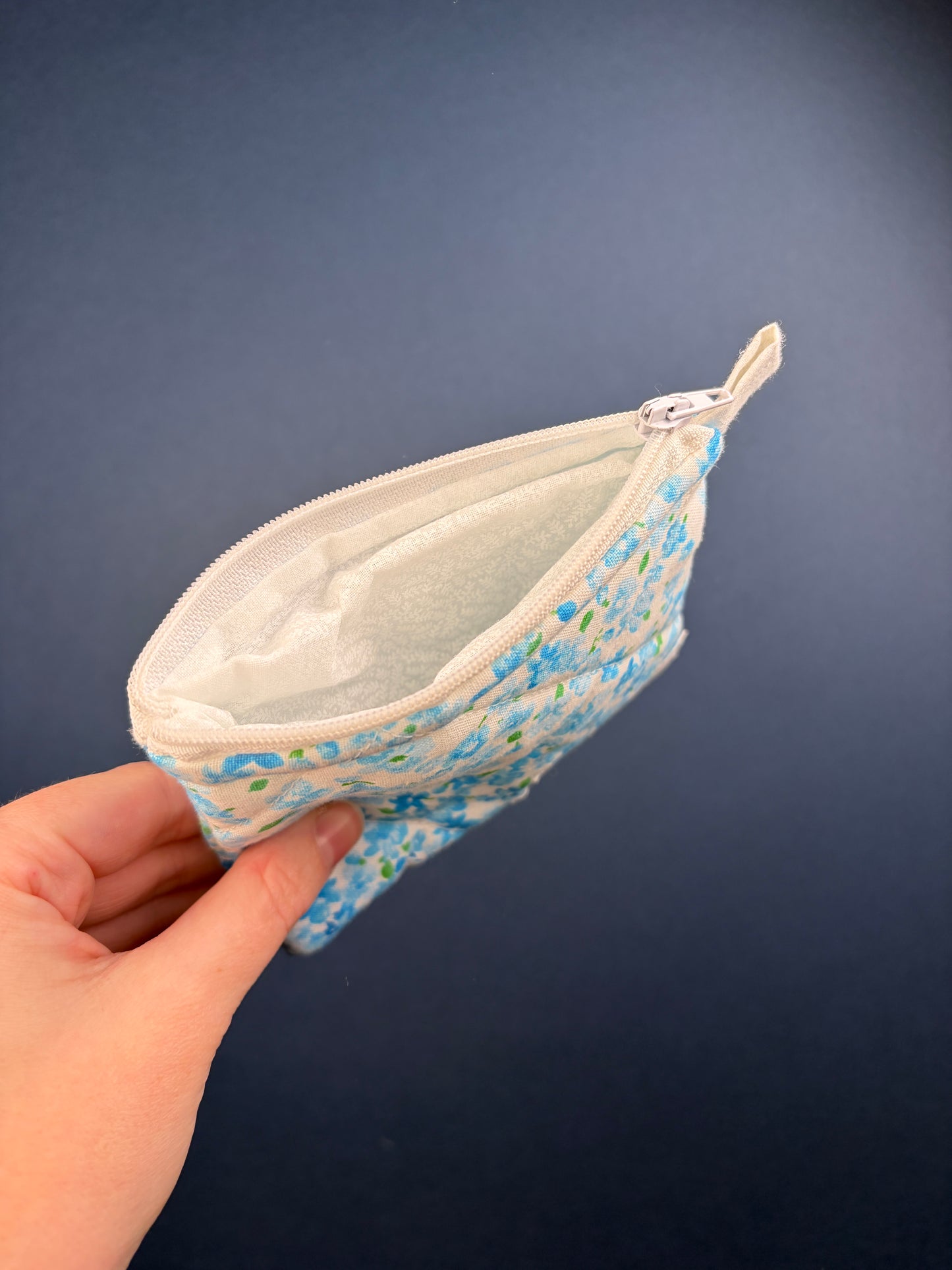 Blue Ombre Floral Keychain Wallet