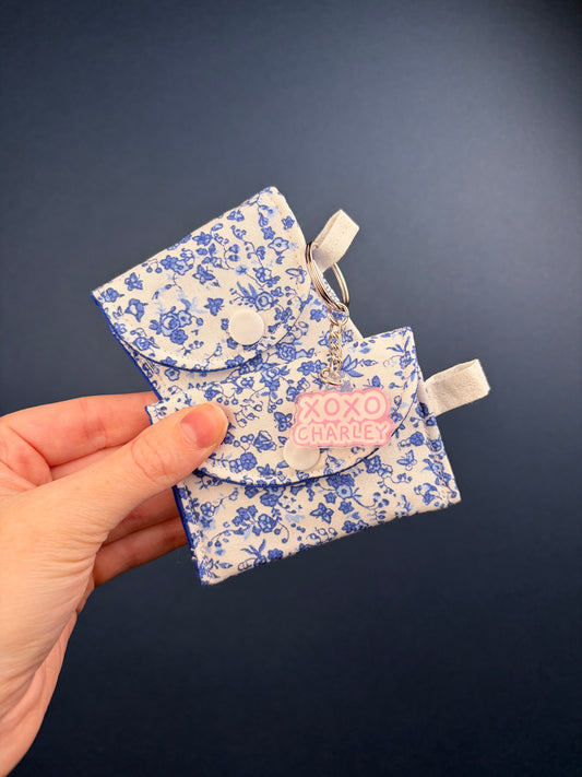 Royal Blue Floral Earbuds Case