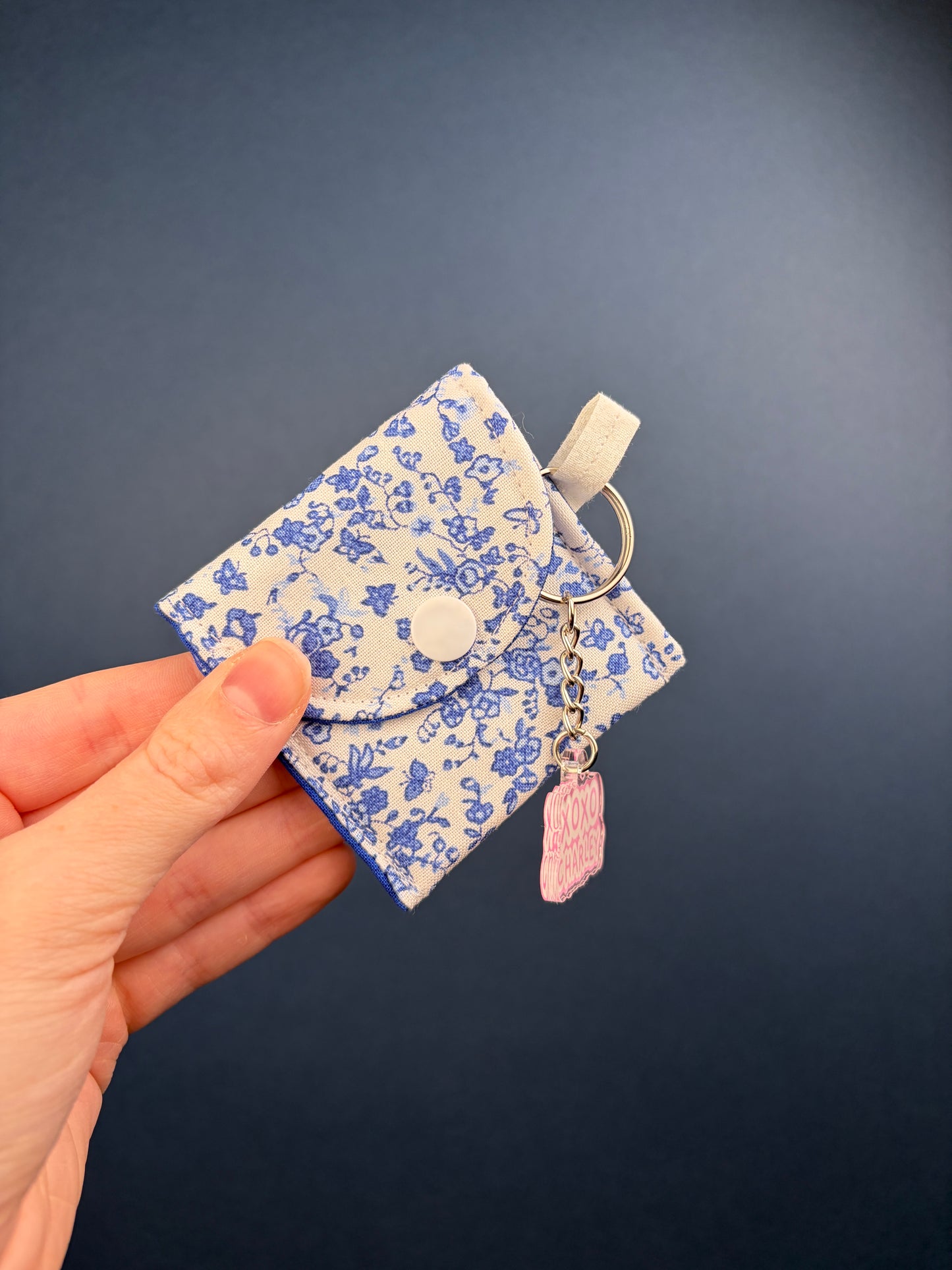 Royal Blue Floral Earbuds Case