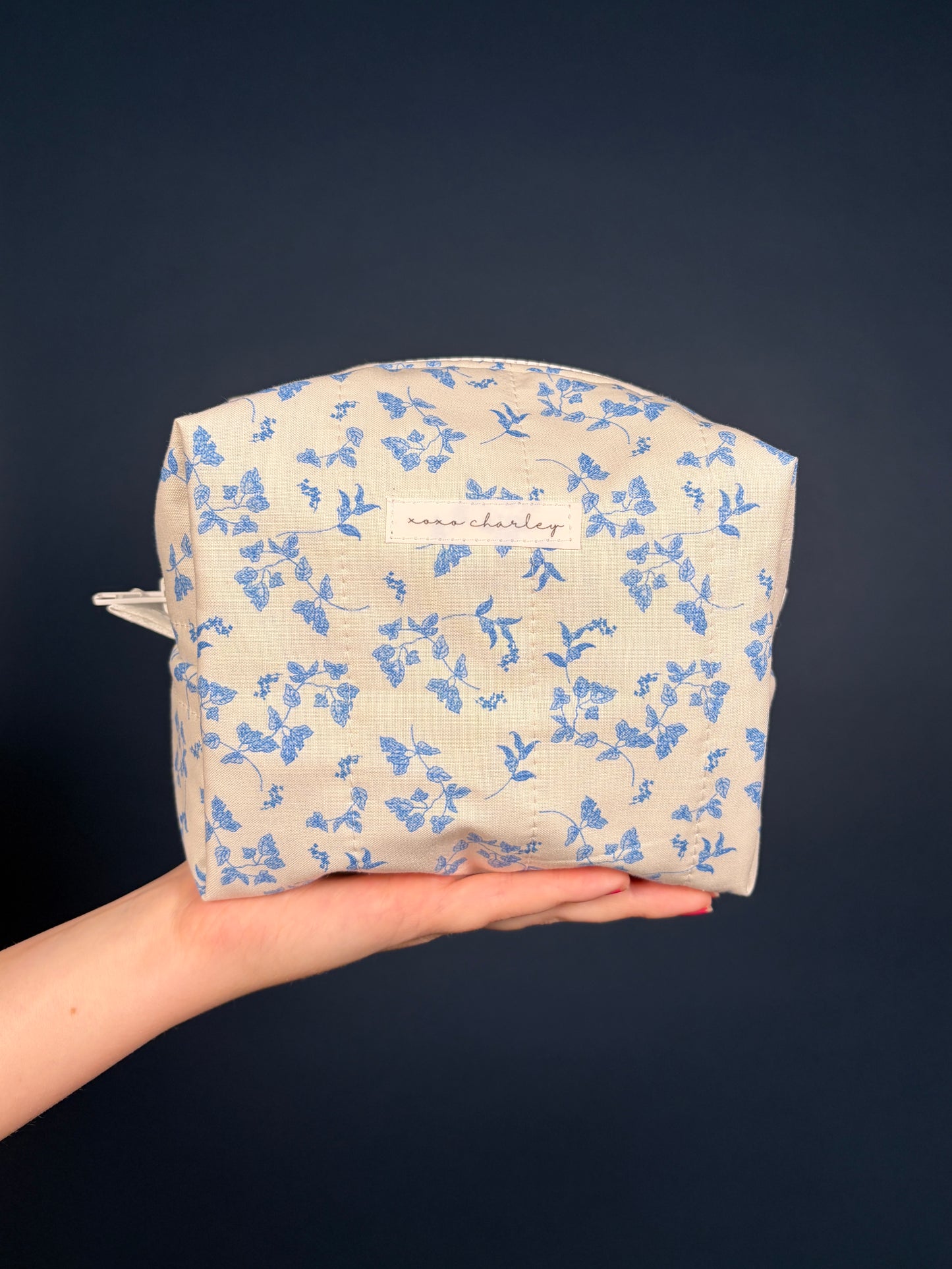 Valerie with Blue Gingham Medium Makeup Bag *limited-edition*
