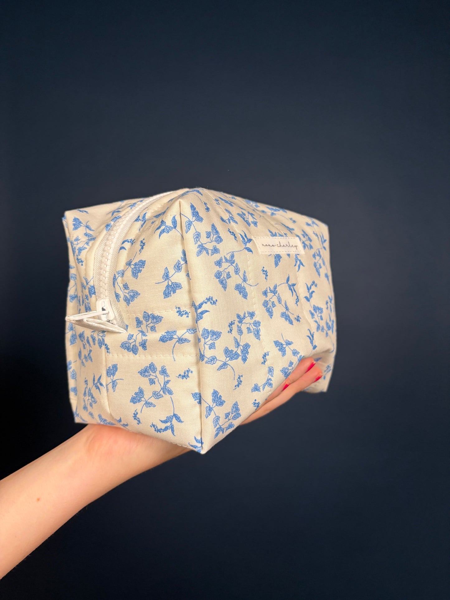 Valerie with Blue Gingham Medium Makeup Bag *limited-edition*