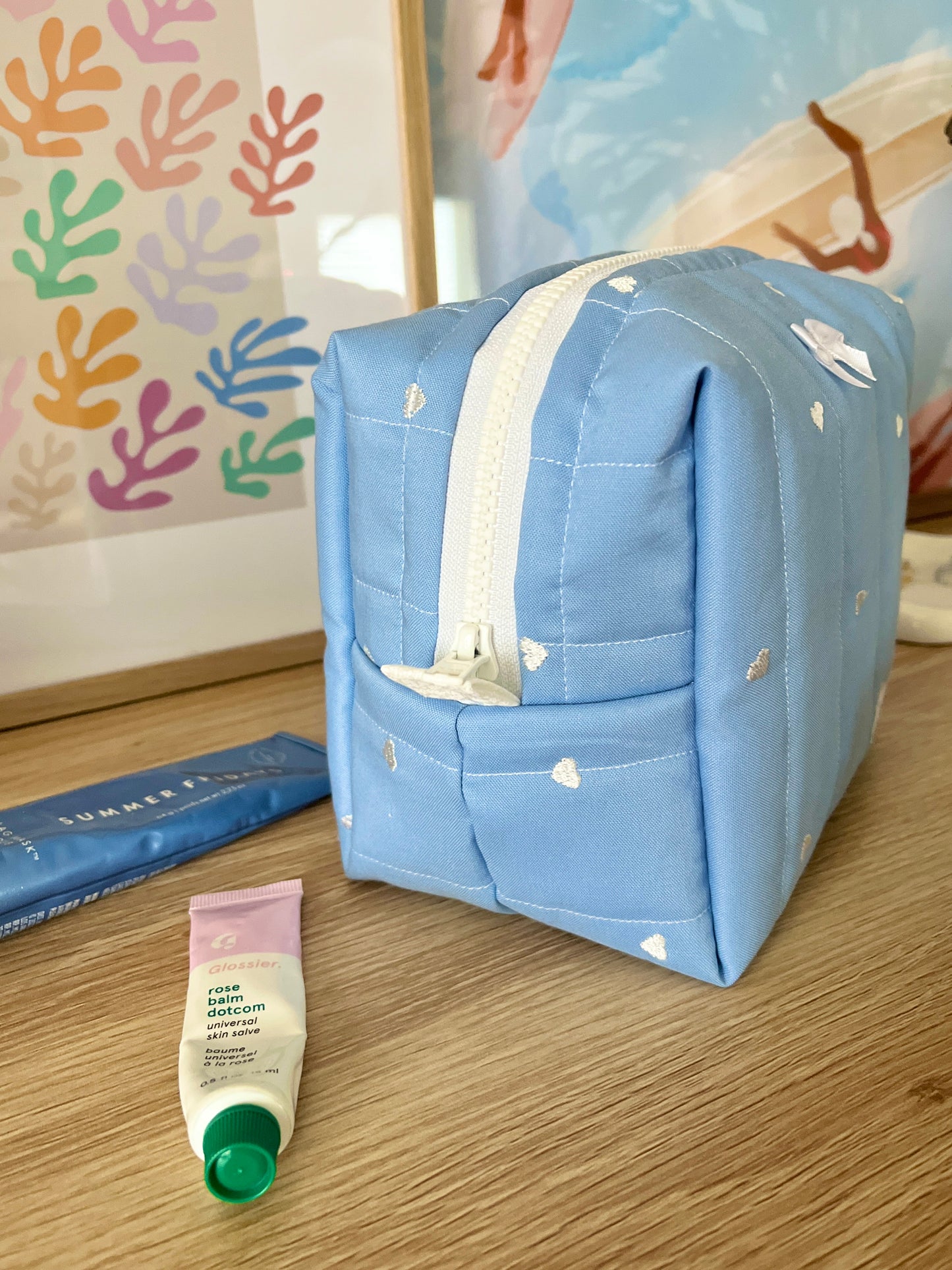 Blue Heart Makeup Bag