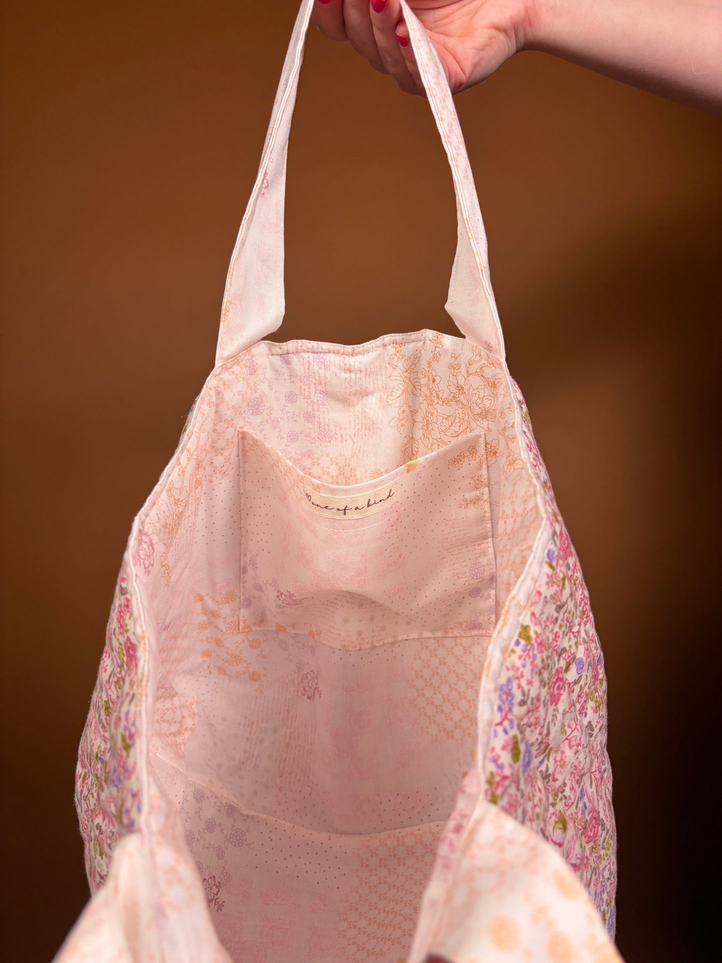 Ditsy Picnic Pink Short Strap Tote Bag