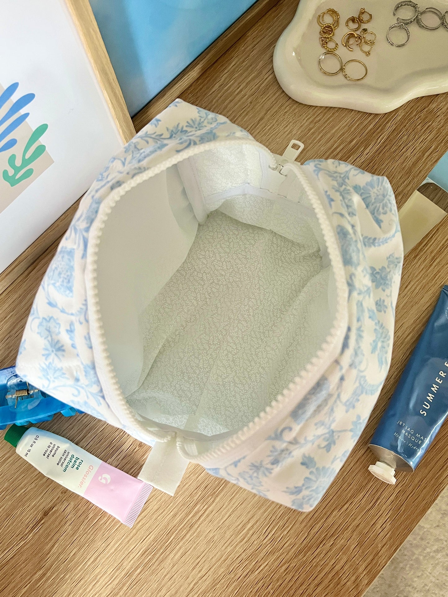 The Vintage Blue Makeup Bag