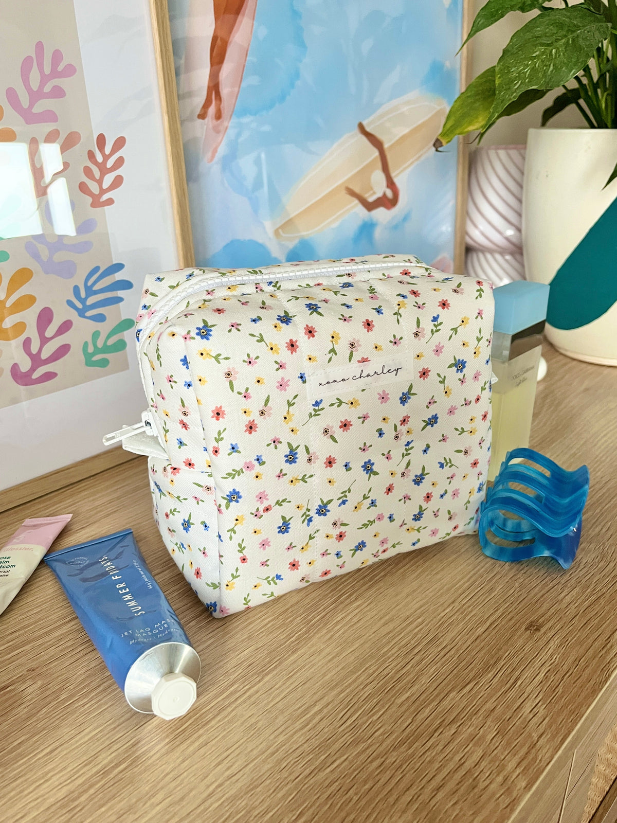 Mini Colorful Flower Medium Makeup Bag