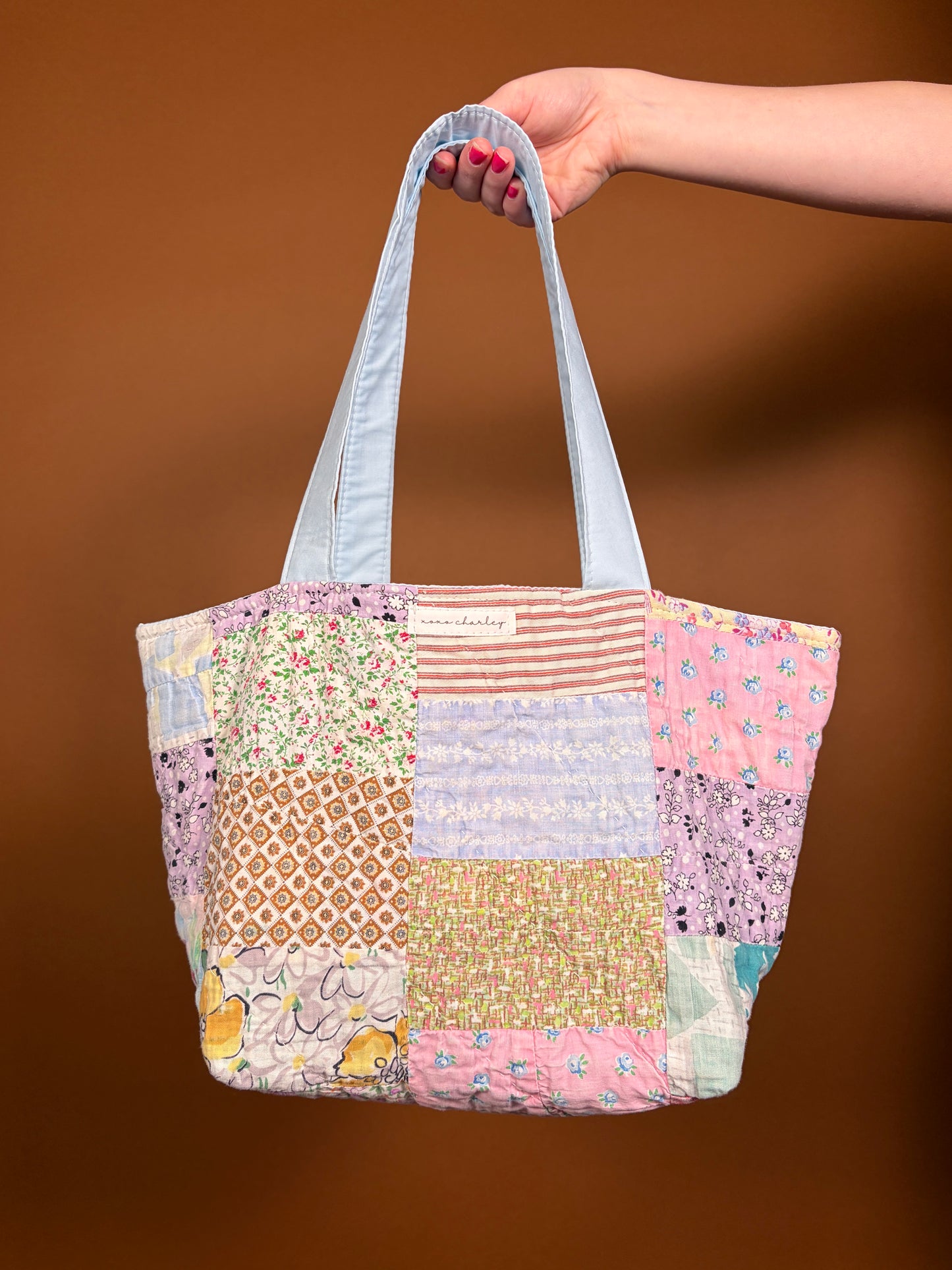 The Colorful Baby Blue Upcycled Mini Tote