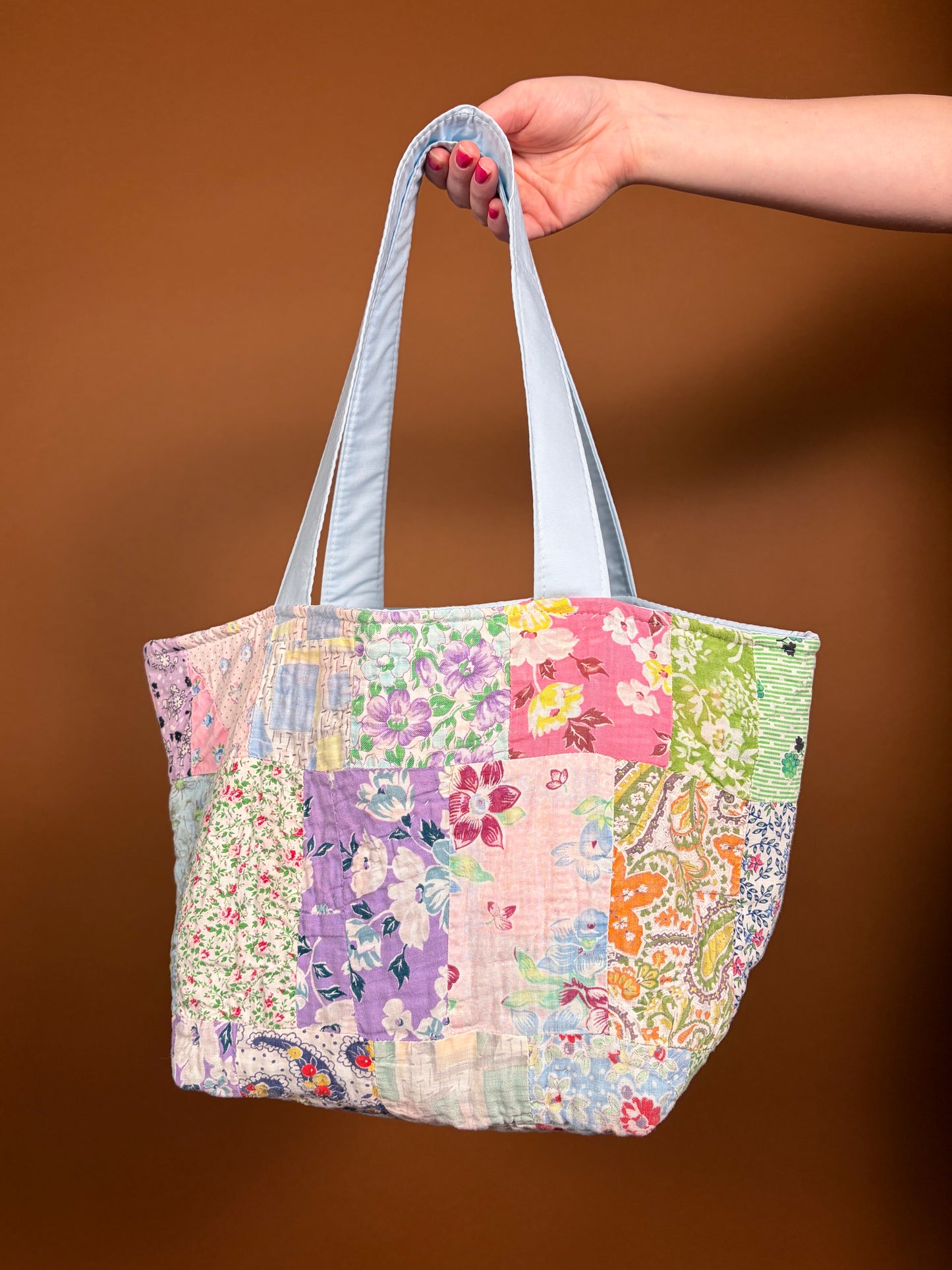 The Colorful Baby Blue Upcycled Mini Tote