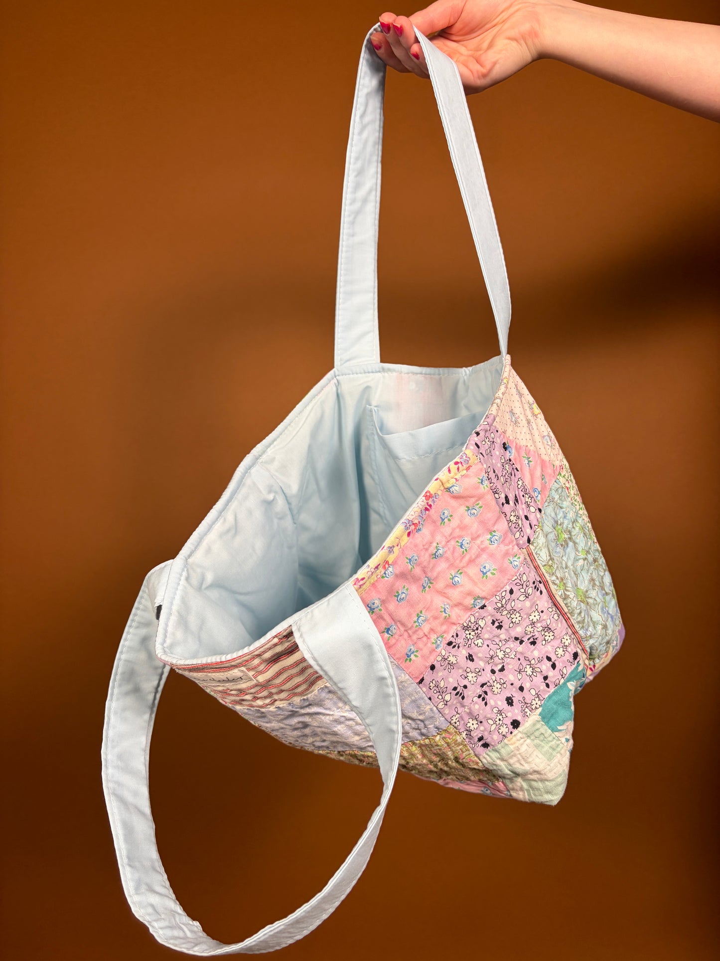 The Colorful Baby Blue Upcycled Mini Tote
