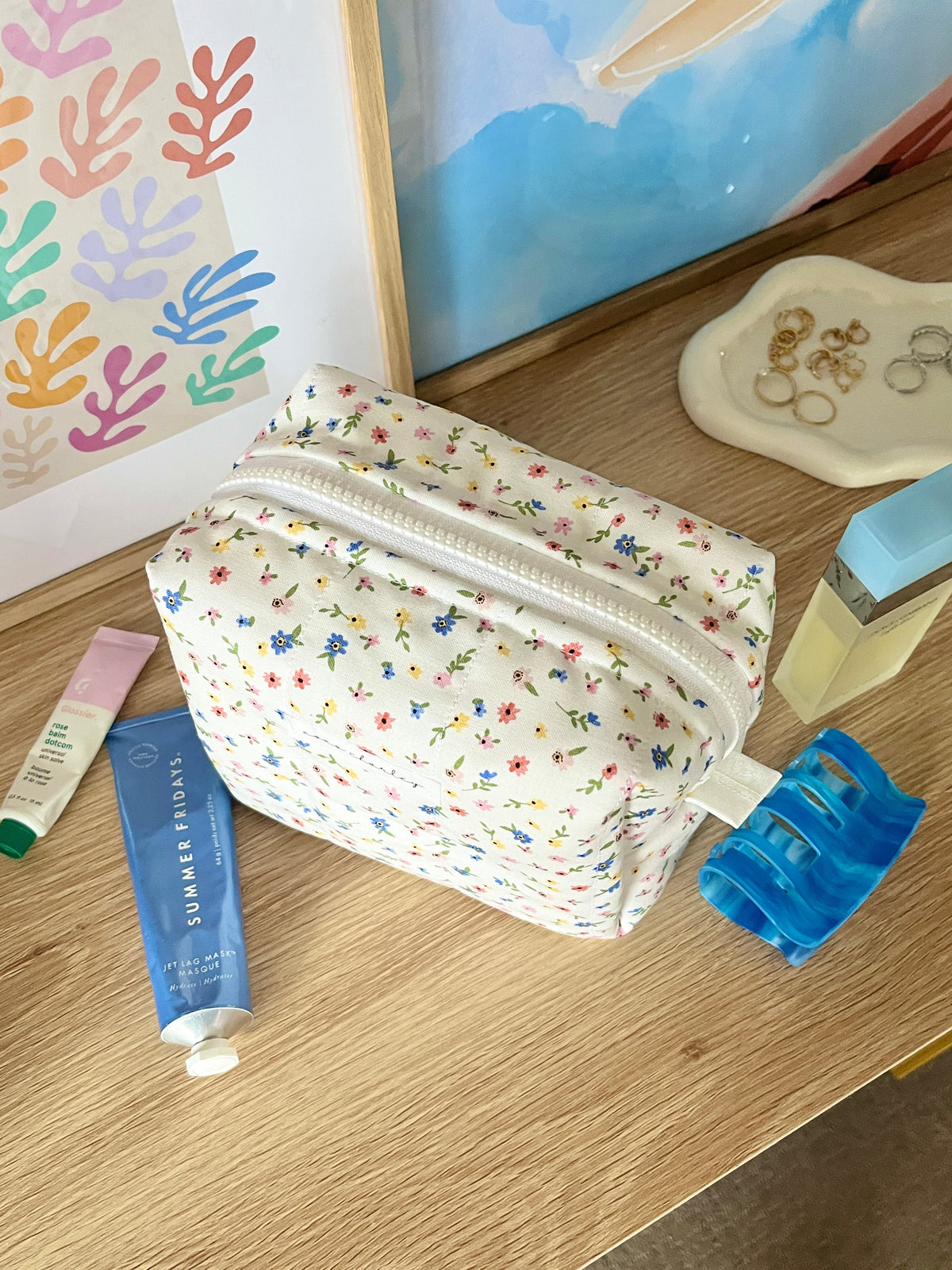 Mini Colorful Flower Medium Makeup Bag