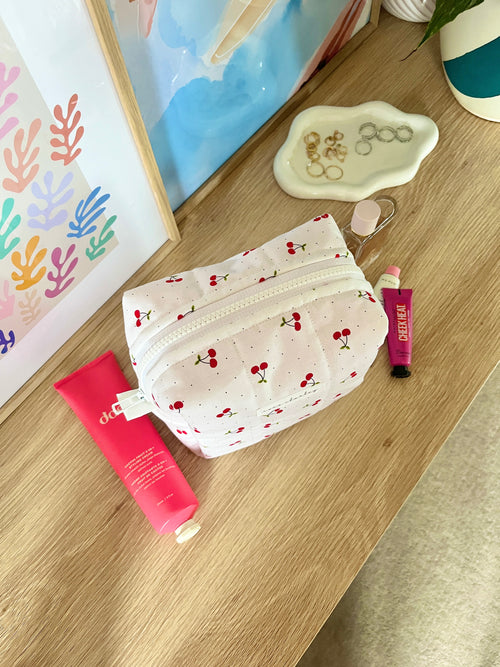 Cherry Red Medium Makeup Bag