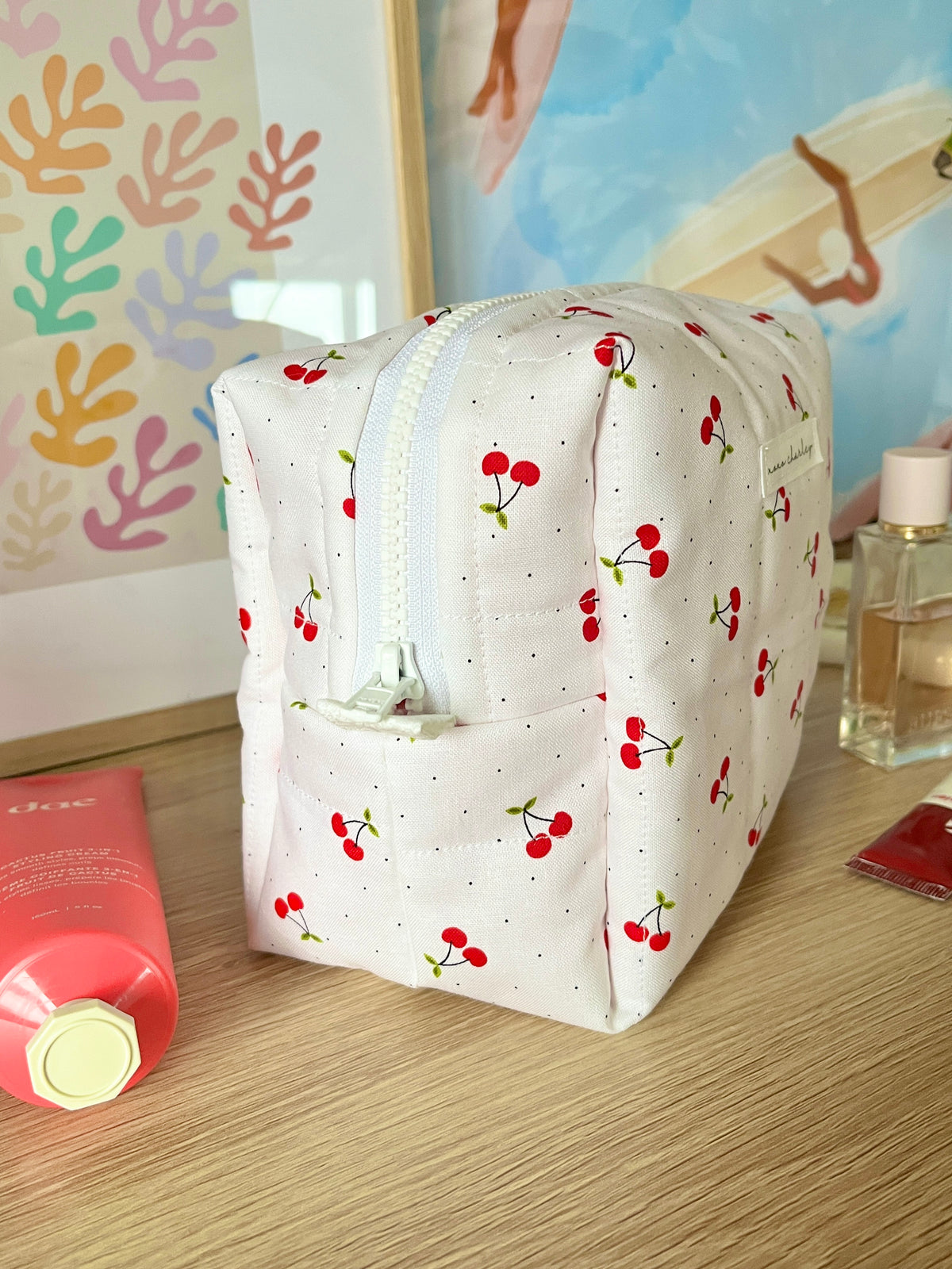 Cherry Red Medium Makeup Bag