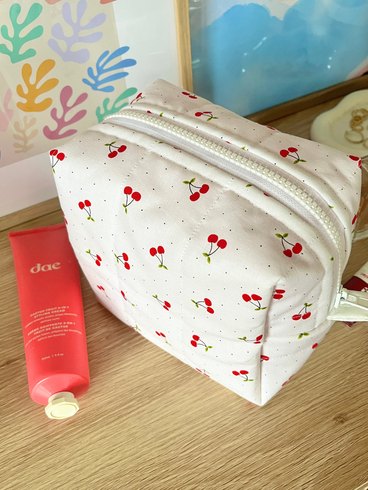 Cherry Red Medium Makeup Bag