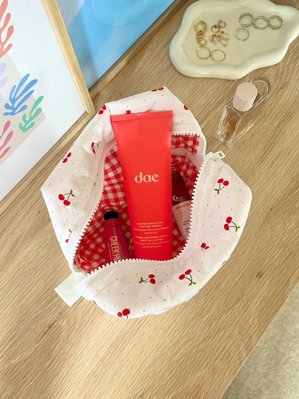 Cherry Red Medium Makeup Bag