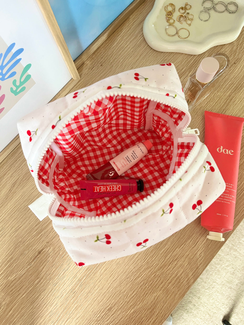Cherry Red Medium Makeup Bag