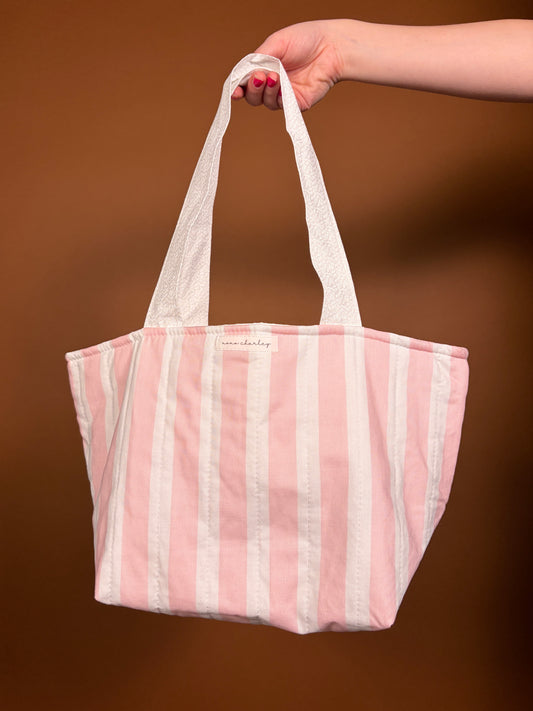 The Pink & White Stripe Mini Tote