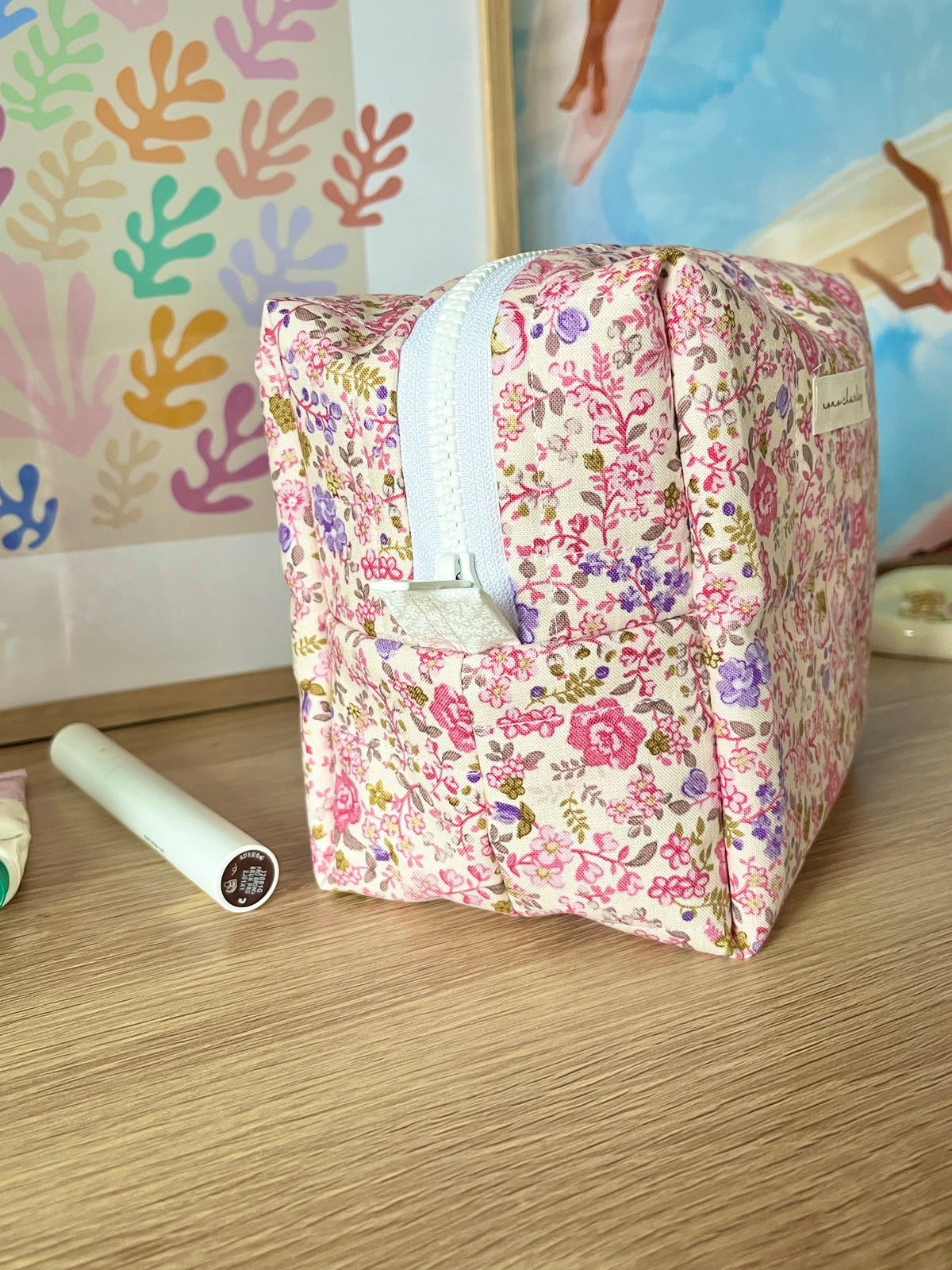 Ditsy Picnic Pink Medium Makeup Bag