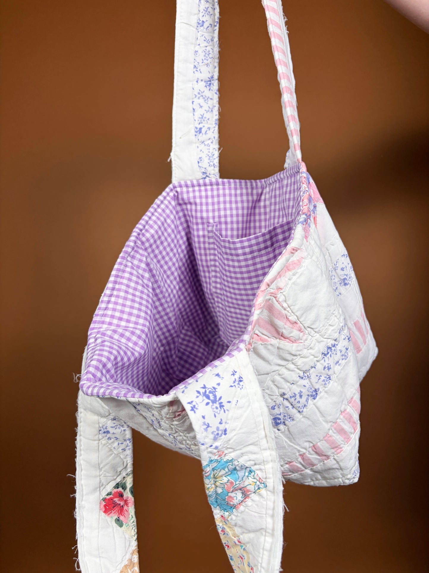 The Purple Gingham Upcycled Mini Tote