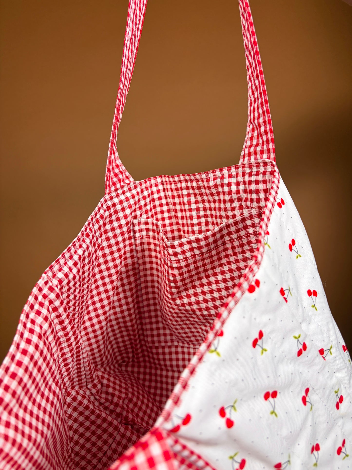 Cherry Red Mini Tote Bag with Attached Straps