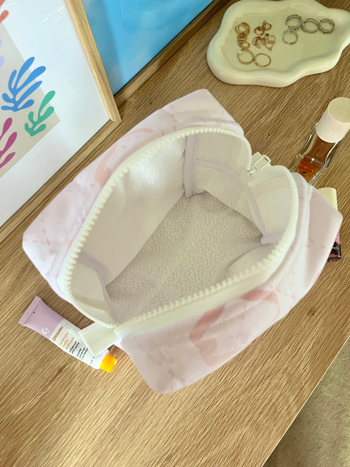 Large Pink Bow Medium Makeup Bag