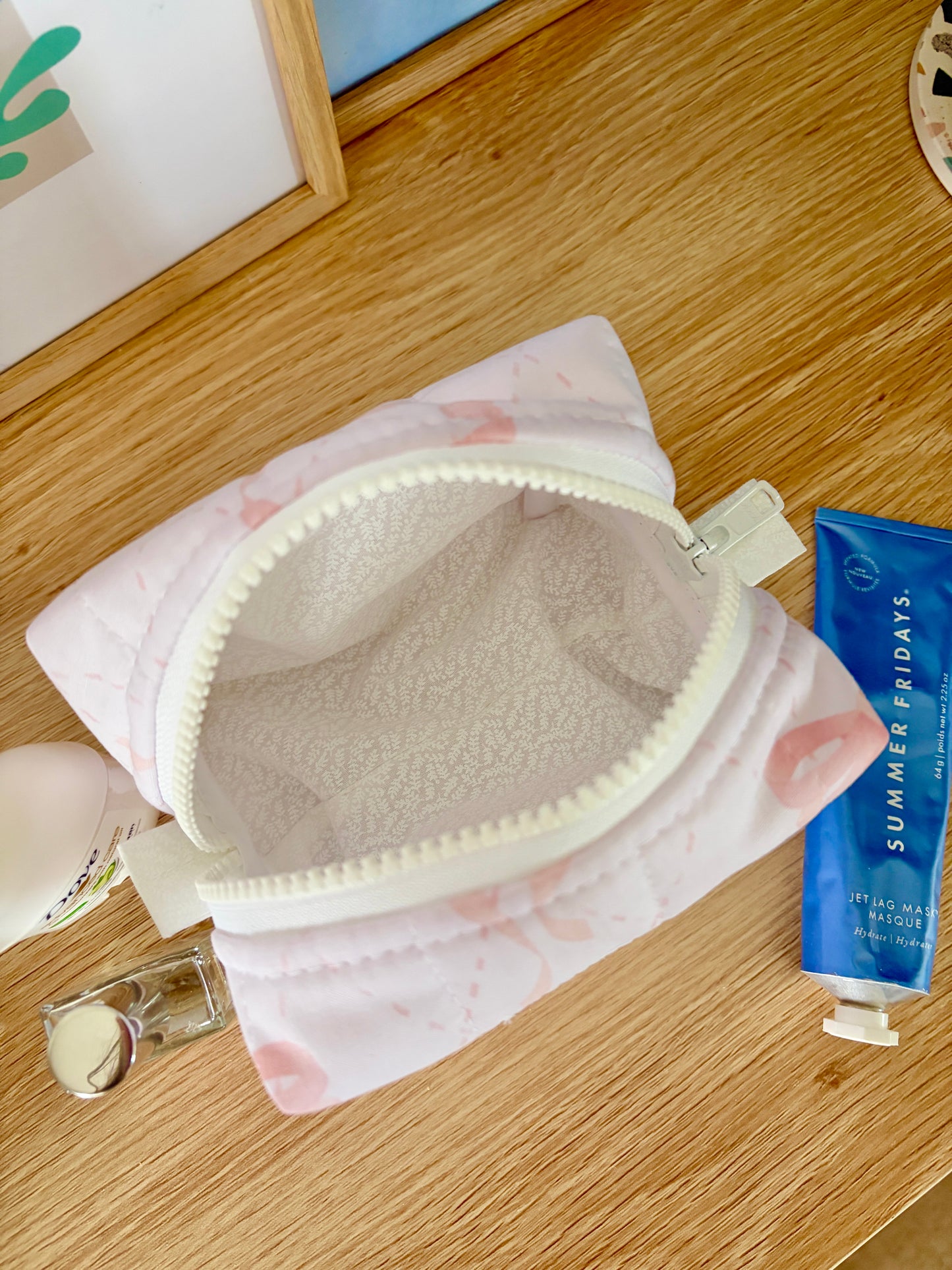 Large Pink Bow Mini Makeup Bag