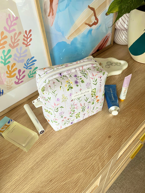 Purple Wildflower Medium Makeup Bag