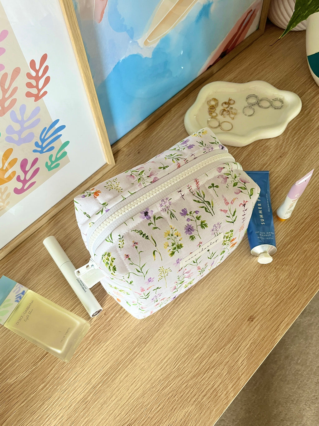 Purple Wildflower Medium Makeup Bag