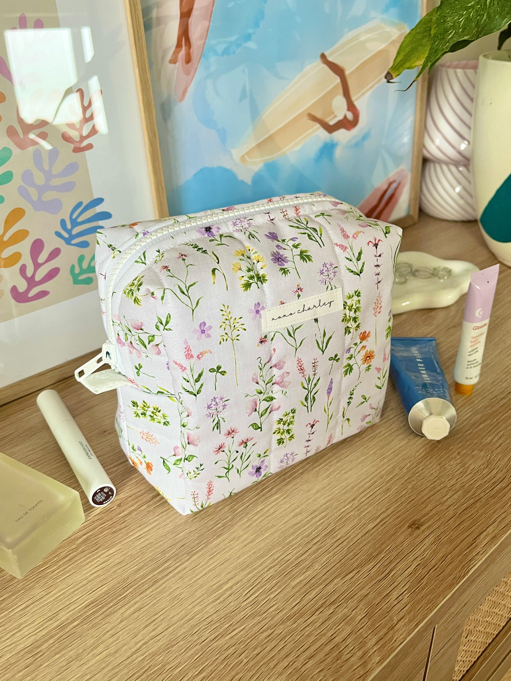 Purple Wildflower Medium Makeup Bag