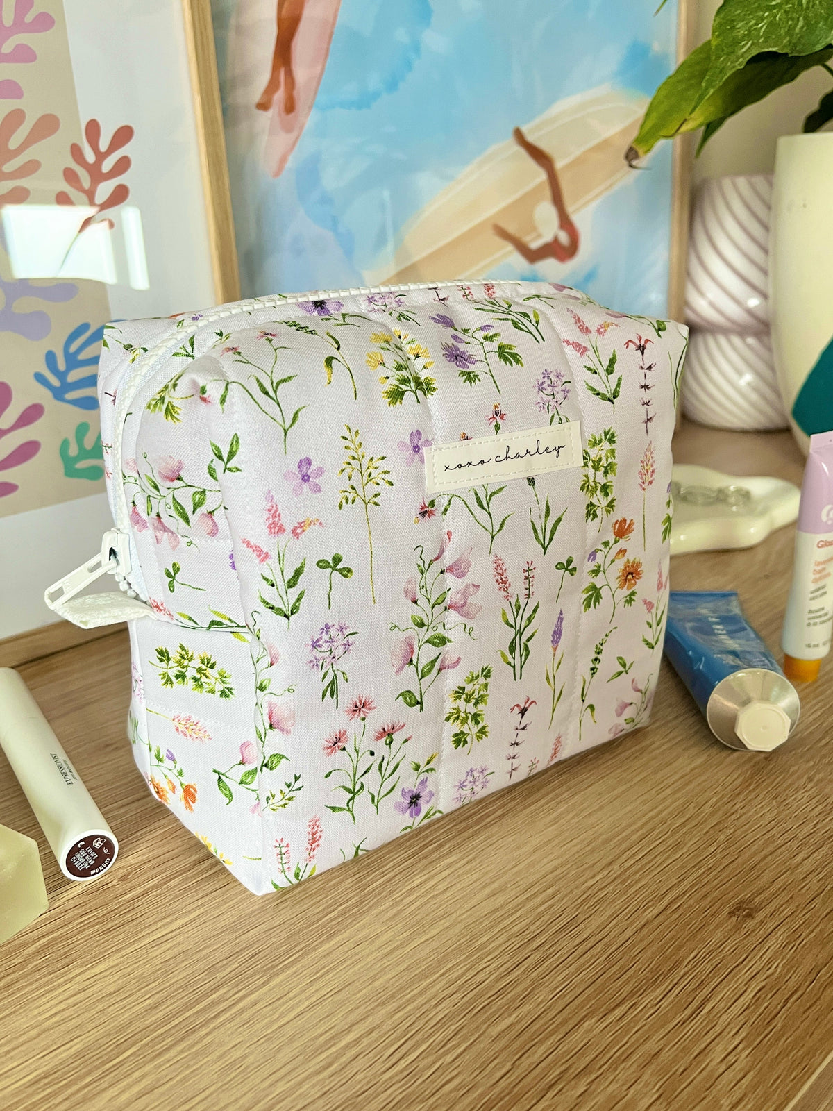 Purple Wildflower Medium Makeup Bag